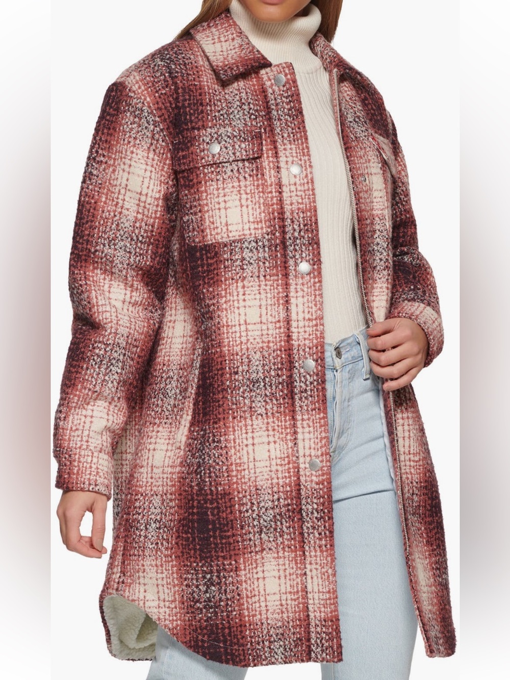 Plaid Coat in Pink and Black